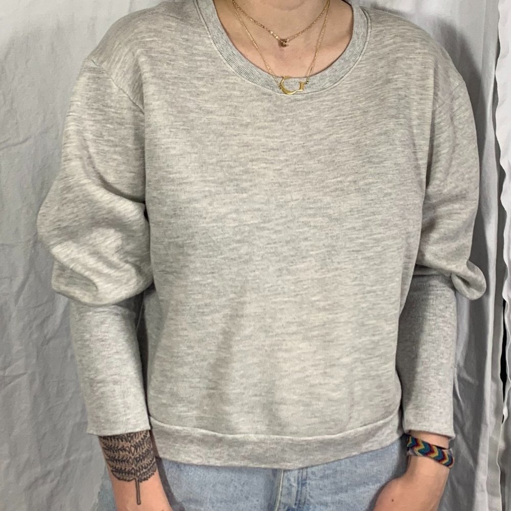 Gray Puff Sleeve Sweatshirt
